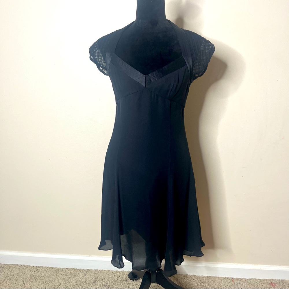 Badgley Mishka Women’s Black Silk/Mesh Silk Short Sleeve Dress Sz 6